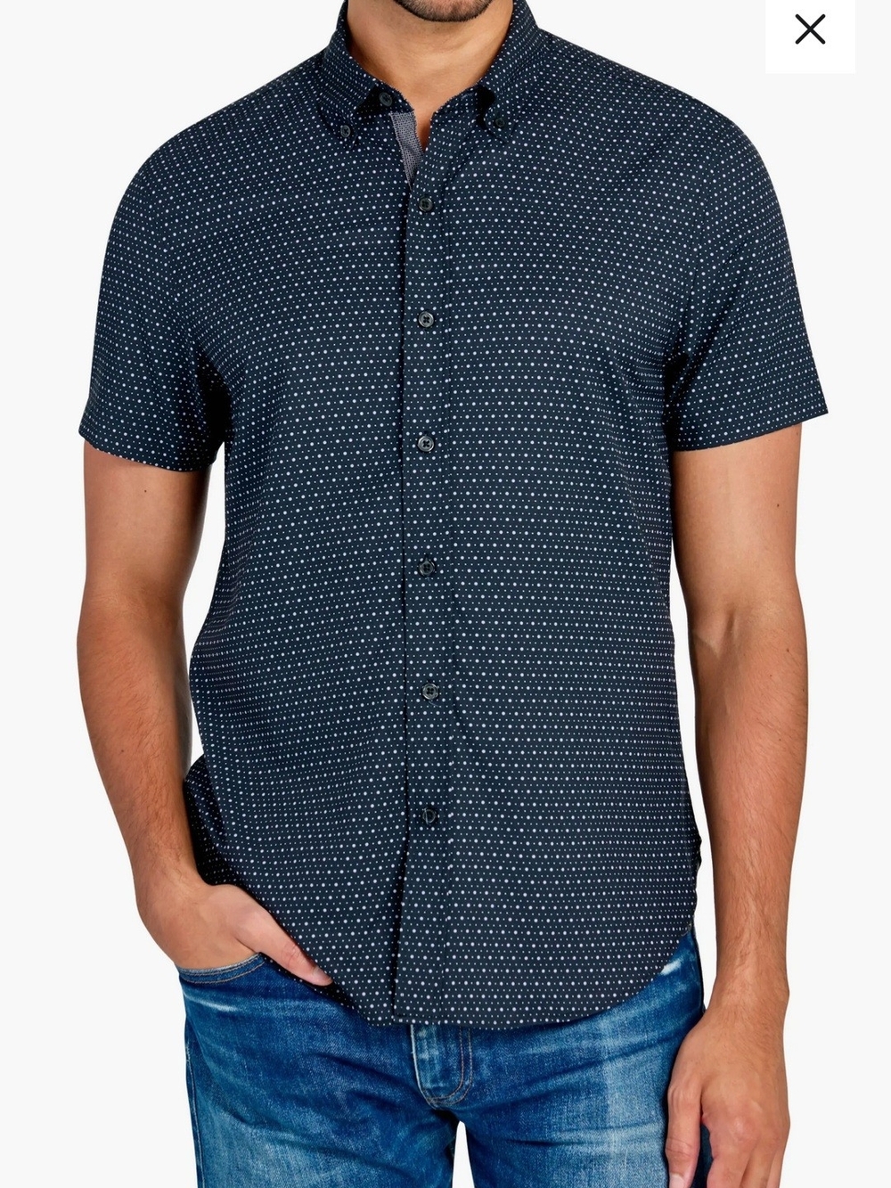 Con.Struct Slim Fit Black Button-up Short Sleeve Shirt Sz M